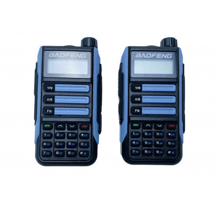 Комплект раций Baofeng UV-16 PLUS голубые (Зарядка TYPE-C) 3 режима мощности 10W (2шт)