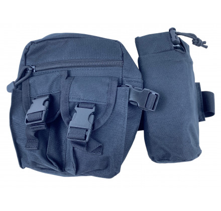 Сумка тактическая малая с карманом под флягу PDA черная